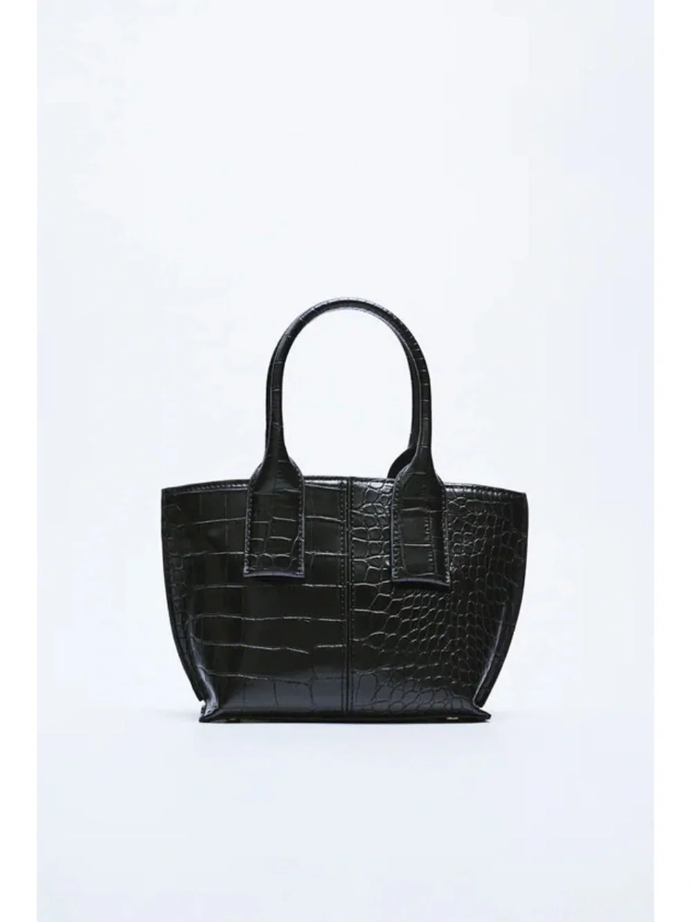 Zara Black Croc-Effect Small Tote